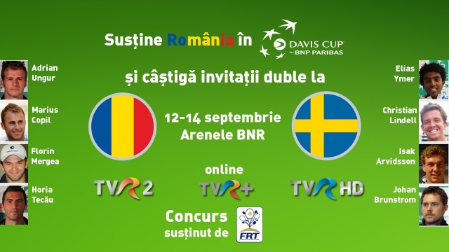 Susţine echipa României la Cupa Davis! Câştigă bilete la România-Suedia