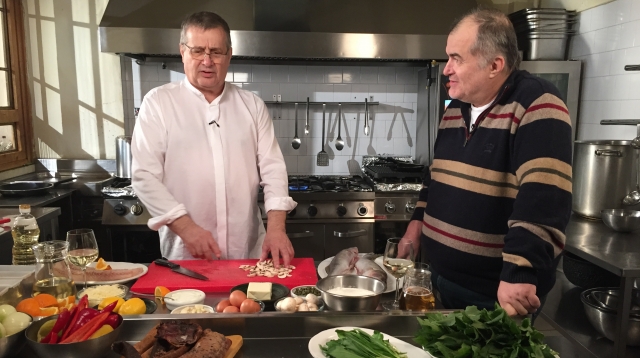 Florin Călinescu face show în bucătăria lui Dinescu