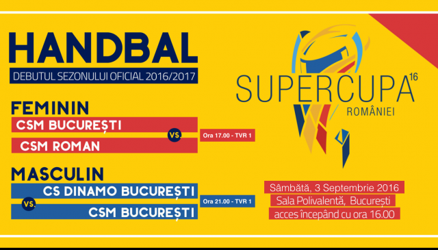 Supercupa României la handbal, sâmbătă, live la TVR