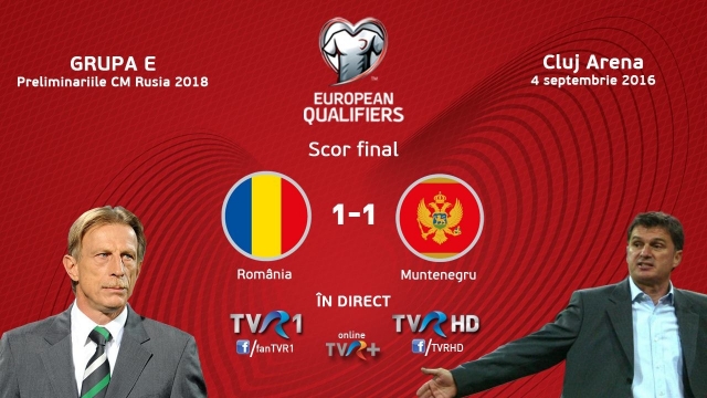 TVR 1, lider de audienţă cu partida România – Muntenegru