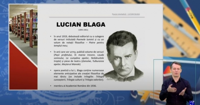 TELEȘCOALA: Limba română, a XII-a, Lucian Blaga | VIDEO