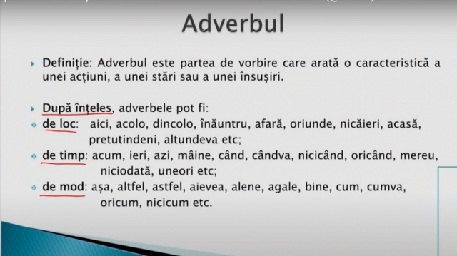 TELEȘCOALA: Română, a VIII-a, adverbul | VIDEO