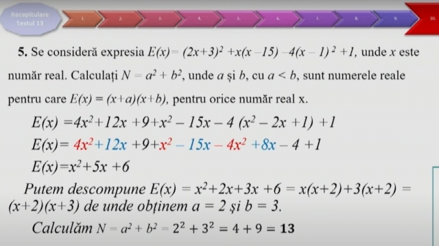 TELEȘCOALA: Matematică, a VIII-a, rezolvarea testului de antrenament nr.13 | VIDEO