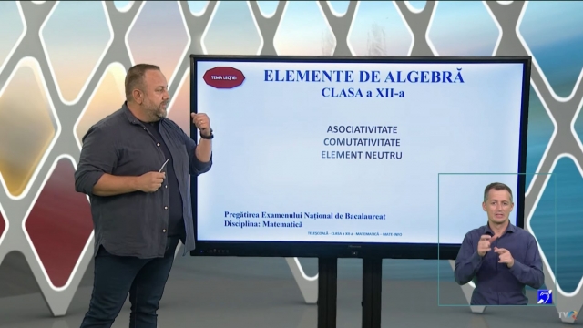 TELEȘCOALA: Matematică, a XII-a - Recapitulare, algebră: asociativitate, comutativitate și element neutru | VIDEO