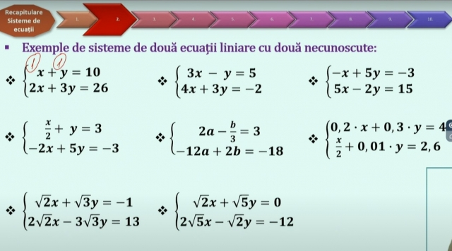 TELEȘCOALA: Matematică, a VIII-a – Sisteme de 2 ecuații liniare cu 2 necunoscute| VIDEO