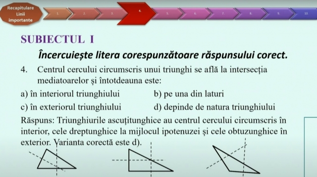 TELEȘCOALA: Matematică, a VIII-a – Linii importante în triunghi. Recapitulare| VIDEO