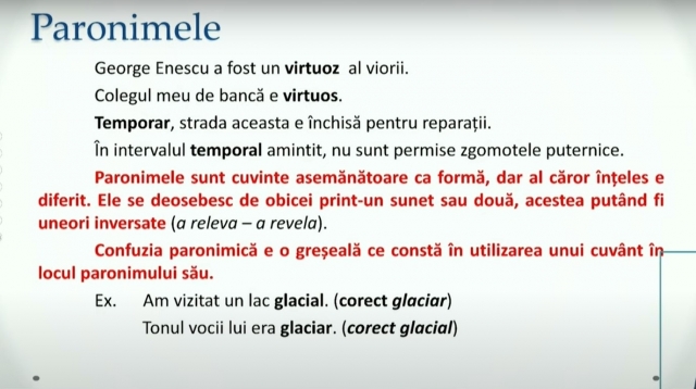 TELEȘCOALA: Română, a VIII-a,  Noţiuni de vocabular – partea I | VIDEO
