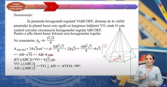 TELEȘCOALA: Matematică, a VIII-a - Dreapta perpendiculară pe un plan | VIDEO