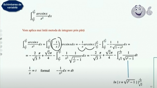 TELEȘCOALA: Matematică, a XII-a - Integrarea prin metoda schimbării de variabilă | VIDEO