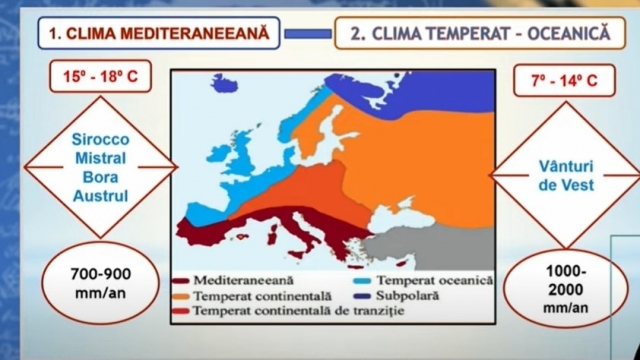 TELEȘCOALA: Geografie, a XII-a - Clima Europei şi a României. Regionarea climatică – tipuri de climă| VIDEO
