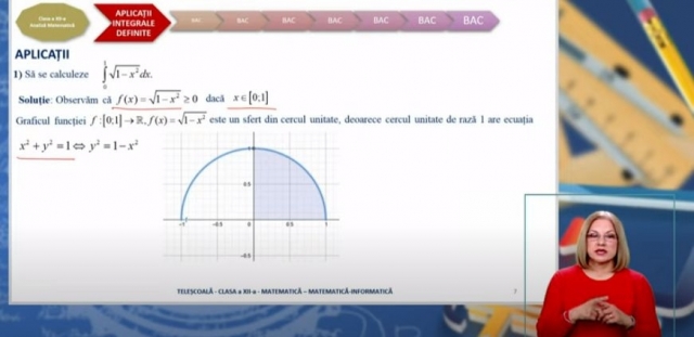 TELEȘCOALA: Matematică, a XII-a - Aria unei suprafețe | VIDEO
