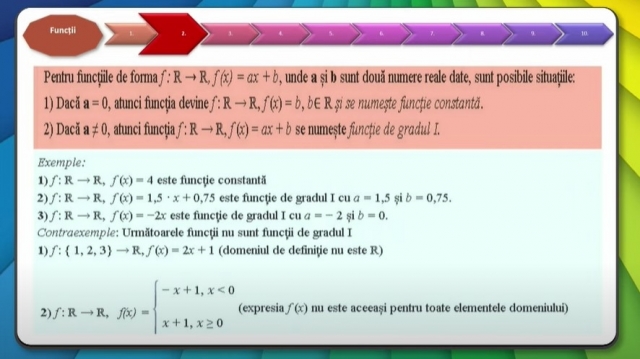 TELEȘCOALA: Matematică, a VIII-a - Funcţii definite pe mulţimi infinite | VIDEO