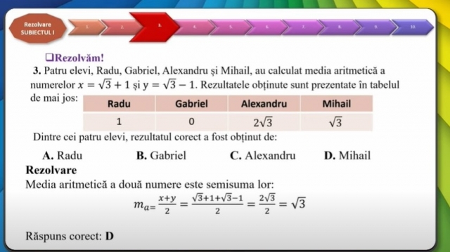 TELEȘCOALA: Matematică, a VIII-a - Test antrenament Evaluare Națională 1/2021. Algebra| VIDEO