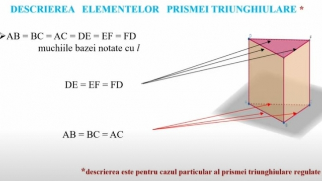 TELEȘCOALA: Matematică, a VIII-a - Arie și volum prismă triunghiulară | VIDEO