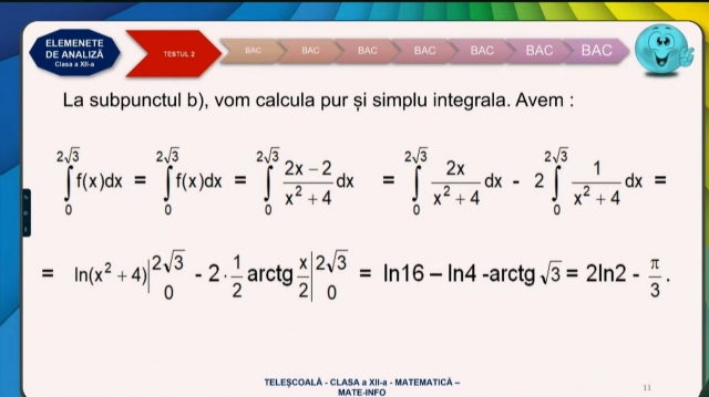 TELEȘCOALA: Matematică, a XII-a - Problema II. Subiectul 3 din teste de antrenament, Bacalaureat | VIDEO