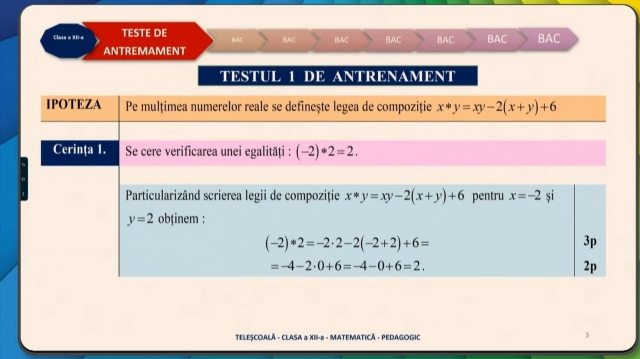 TELEȘCOALA: Matematică, a XII-a - Recapitulare. Subiectul al II-lea din testele de antrenament pentru Bacalaureat| VIDEO