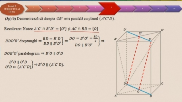 TELEȘCOALA: Matematică, a VIII-a - Test antrenament nr. 5. Subiect III. Geometrie | VIDEO