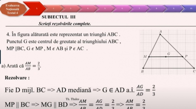TELEȘCOALA: Matematică, a VIII-a - Test de antrenament nr.4. Subiect III | VIDEO