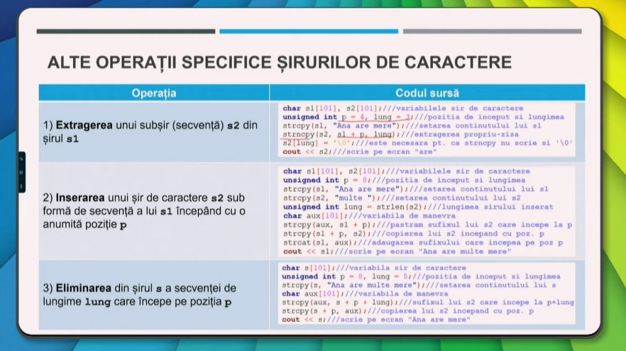 TELE COALA Informatic a XII a iruri de caractere. Limbajul C