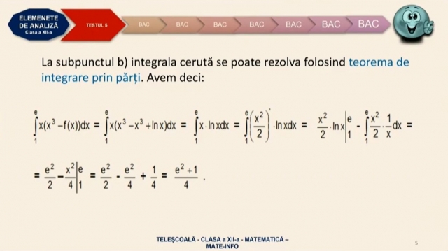 TELEȘCOALA: Matematică, a XII-a - Rezolvarea subiectului III, punctul 2 din testele de antrenament| VIDEO
