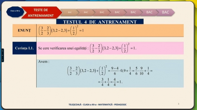 TELEȘCOALA: Matematică, Pedagogic, a XII-a - Subiectul I din testele de antrenament pentru Bacalaureat | VIDEO  