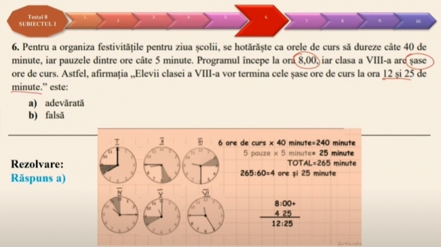 TELEȘCOALA: Matematică, a VIII-a - Subiectele I şi II. Test antrenament nr. 8| VIDEO