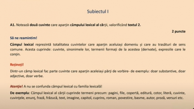 TELEȘCOALA: Română, a VIII-a - Test de antrenament nr.4. Subiect I.A| VIDEO