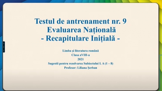 TELEȘCOALA: Română, a VIII-a - Test de antrenament nr. 9. Subiect I.A (1-8)| VIDEO