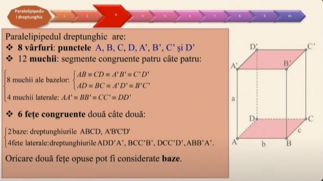 TELEȘCOALA: Matematică, a VIII-a - Paralelipipedul dreptunghic| VIDEO