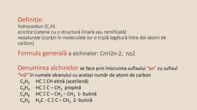 TELEȘCOALA: Chimie, a XII-A - Alchine | VIDEO
