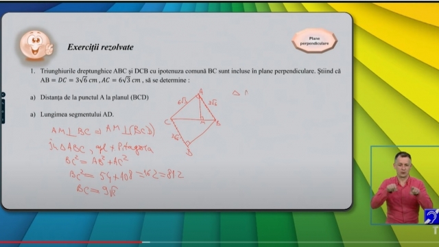 TELEȘCOALA: Matematică, a VIII-a - Plane perpendiculare | VIDEO