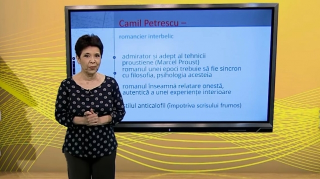 TELEȘCOALA: Română, a XII-a - Camil Petrescu, romancier interbelic | VIDEO