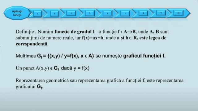 TELEŞCOALA: Matematică, a VIII-a - Funcţia de gradul I. Aplicaţii | VIDEO