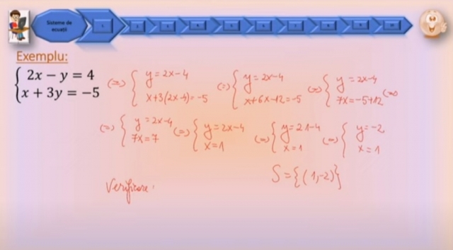 TELEŞCOALA: Matematică, a VIII-a - Rezolvarea sistemelor de ecuaţii | VIDEO