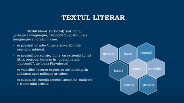 TELEŞCOALA: Română, a VIII-a - Textul literar şi nonliterar | VIDEO