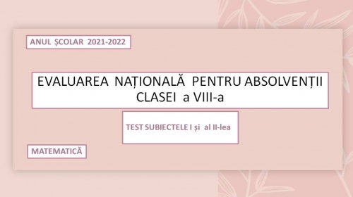 TELEȘCOALA Matematică a VIII a Model de test pentru Evaluarea