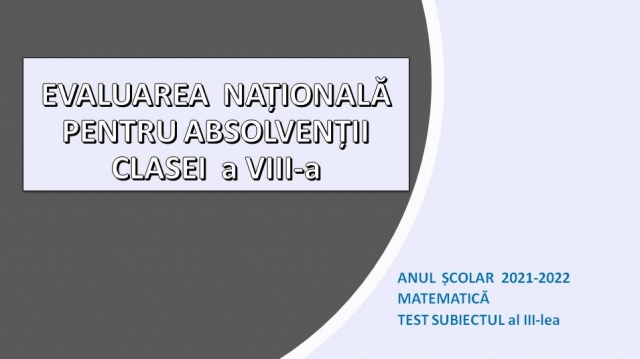 TELEȘCOALA: Matematică, a VIII-a - Model de test pentru Evaluarea Națională - Subiectul III | VIDEO
