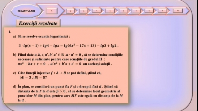 TELEȘCOALA: Matematică, a XII-a - Probleme recapitulative | VIDEO