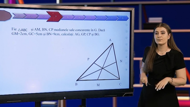 TELEȘCOALA: Matematică, a VIII-a - Linii importante în triunghi | VIDEO