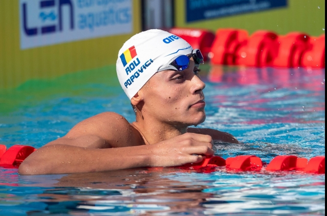 Înot: David Popovici, victorie clară la 100 m liber, în Cupa României