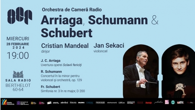 Concertul susținut de violoncelistul Jan Sekaci, împreună cu Orchestra de Cameră Radio, sub bagheta maestrului Cristian Mandeal, în 28 februarie, în direct la TVR Cultural 