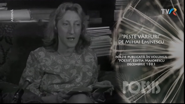 Poesis”: Nina Cassian recită „Peste vârfuri” (imagini din 1969), la TVR Cultural | VIDEO 