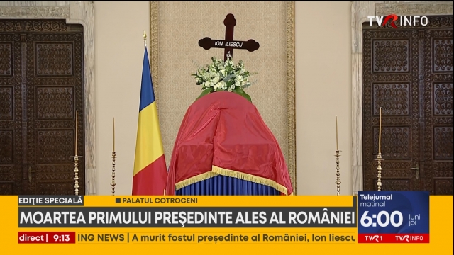 Funeraliile fostului preşedinte Ion Iliescu - Transmisiuni directe la TVR 1 şi TVR INFO, program adaptat zilei de doliu naţional