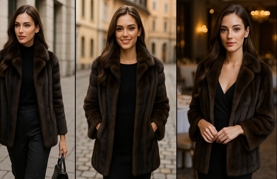 (P) Ținute pentru birou, city break și evenimente speciale cu haine de blană naturală damă