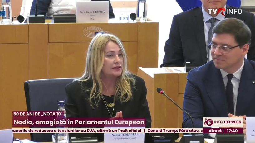 Nadia Comăneci, pledoarie pentru sport în plenul Parlamentului European