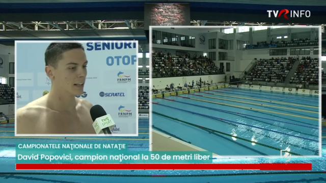 David Popovici, aur la 50 de metri liber, la Campionatele Naţionale de Natație