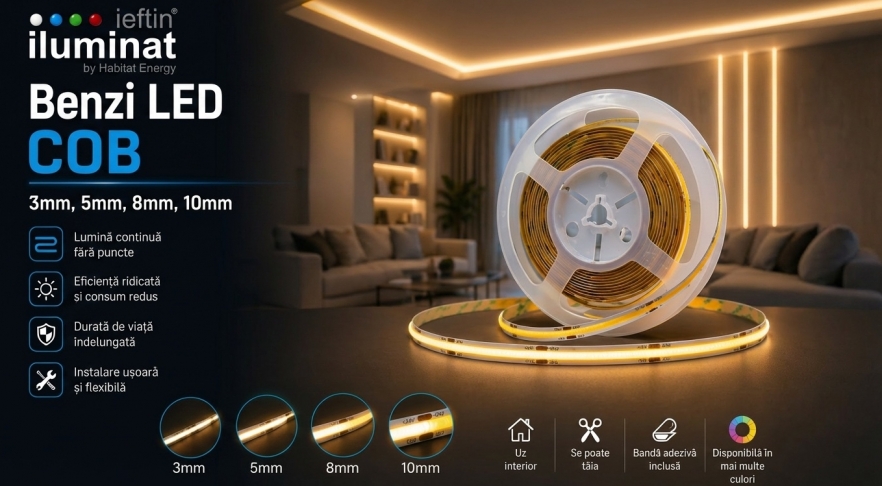 (P) Benzi LED COB și Neonflex de la iluminat-ieftin.ro – Soluția modernă pentru iluminat uniform, versatil și economic