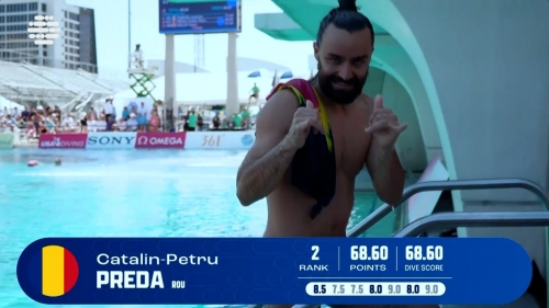 Cătălin Preda luptă pentru Cupa Mondială la sărituri în apă de la mare înălțime, în direct la TVR Sport